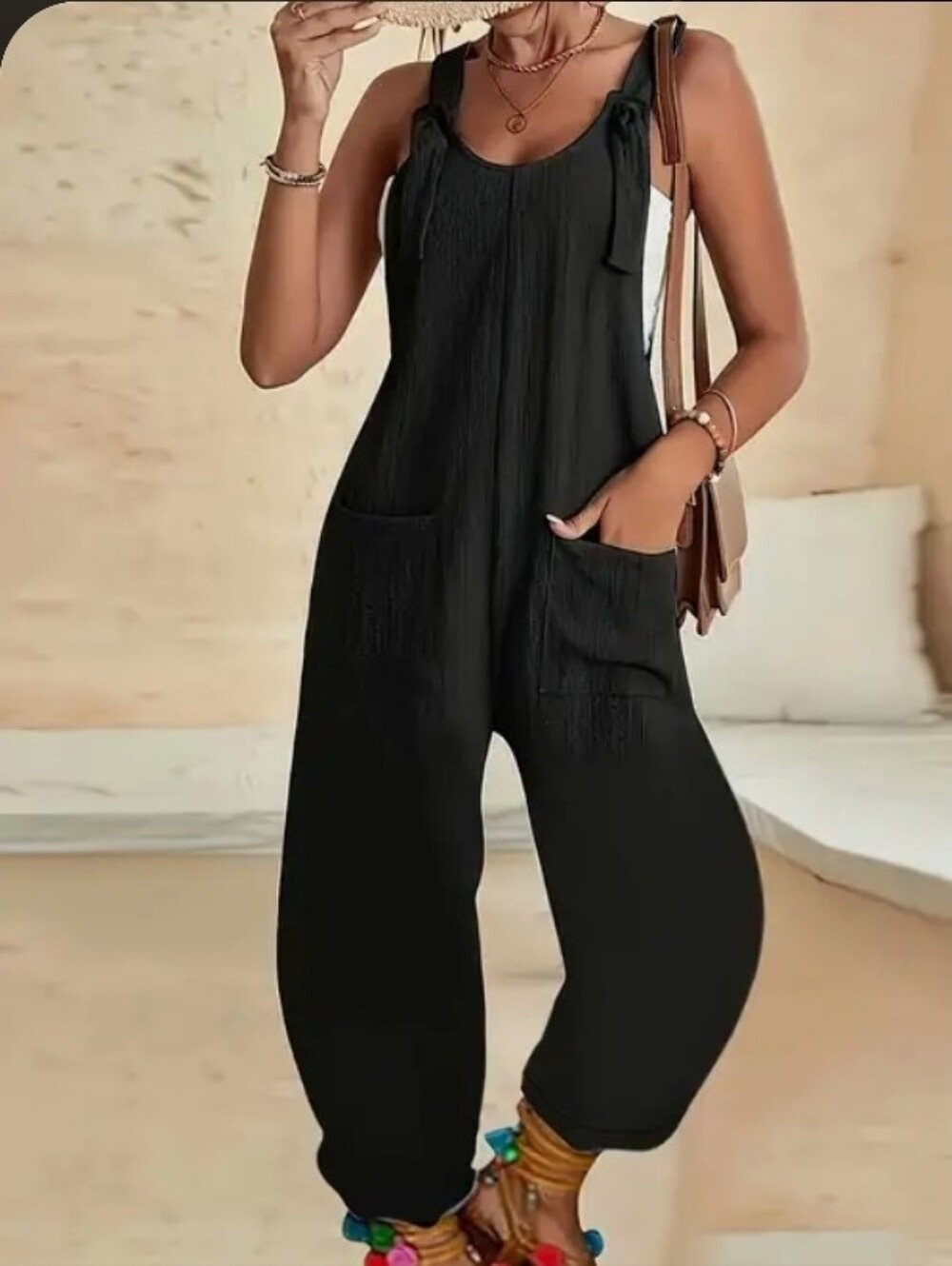 Women Overalls Jumpsuits Loose Casual Dressy Sleeveless Baggy Harem Pants Romper